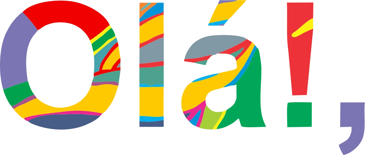 Olá!, escrito com preenchimento abstrato e colorido